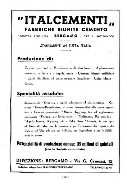 L'industria italiana del cemento rivista della Società incremento applicazioni cemento