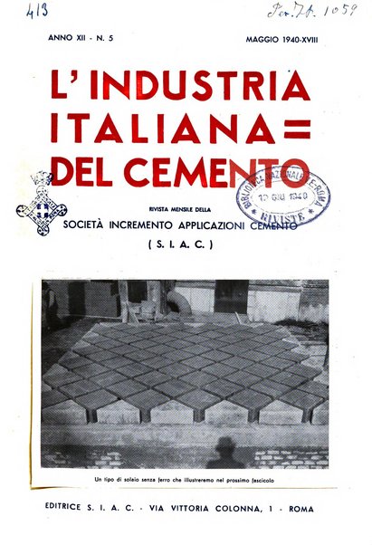 L'industria italiana del cemento rivista della Società incremento applicazioni cemento