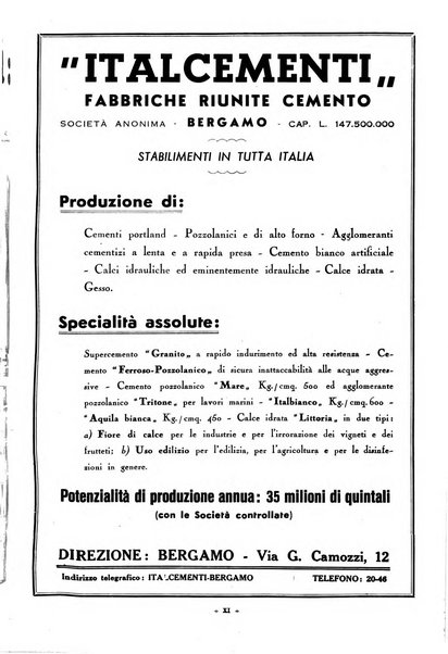 L'industria italiana del cemento rivista della Società incremento applicazioni cemento