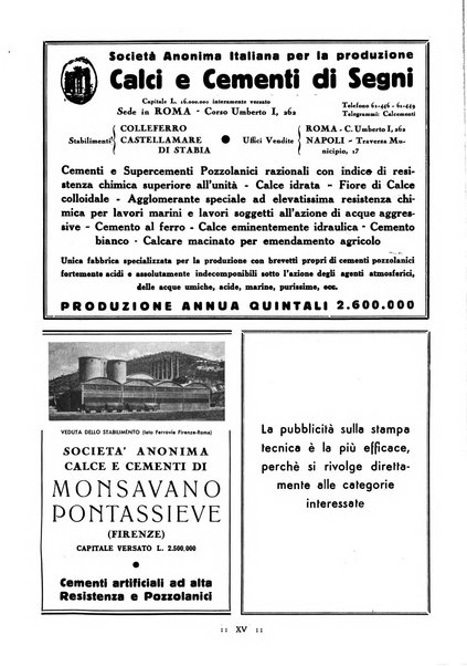 L'industria italiana del cemento rivista della Società incremento applicazioni cemento