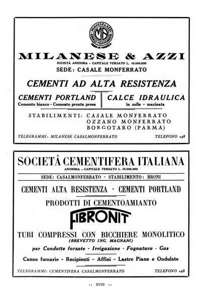 L'industria italiana del cemento rivista della Società incremento applicazioni cemento