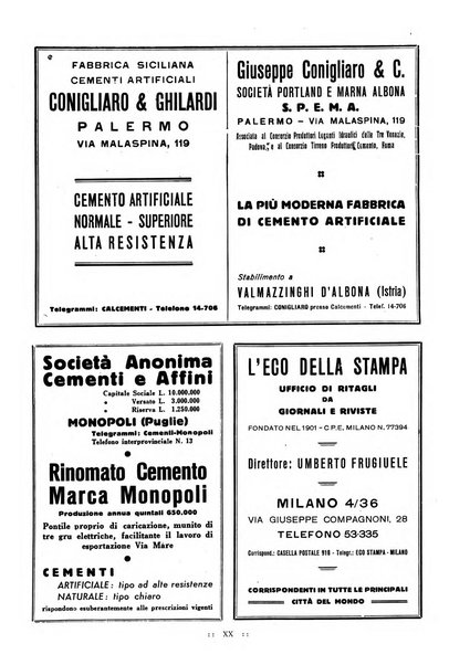 L'industria italiana del cemento rivista della Società incremento applicazioni cemento