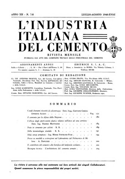 L'industria italiana del cemento rivista della Società incremento applicazioni cemento