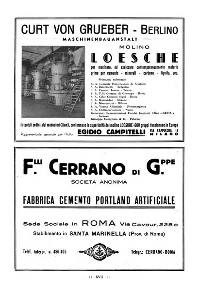 L'industria italiana del cemento rivista della Società incremento applicazioni cemento