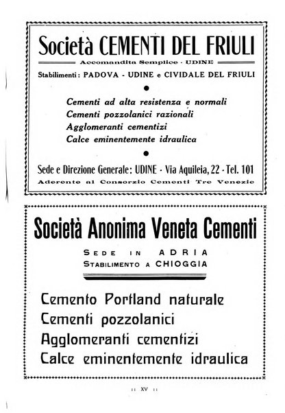 L'industria italiana del cemento rivista della Società incremento applicazioni cemento