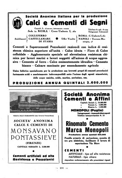 L'industria italiana del cemento rivista della Società incremento applicazioni cemento