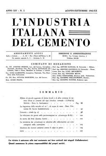 L'industria italiana del cemento rivista della Società incremento applicazioni cemento