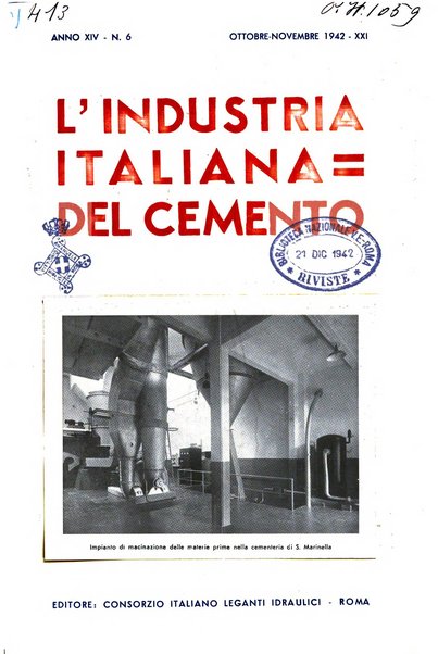 L'industria italiana del cemento rivista della Società incremento applicazioni cemento