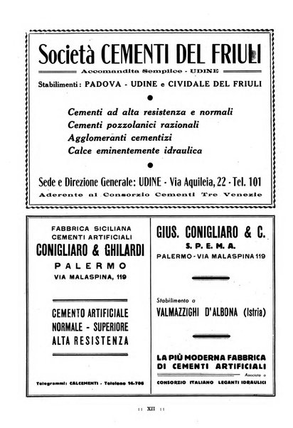 L'industria italiana del cemento rivista della Società incremento applicazioni cemento