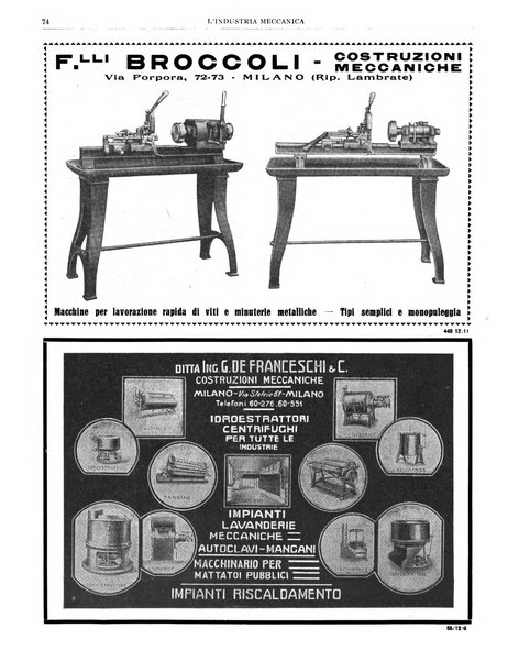 L'industria meccanica rivista quindicinale