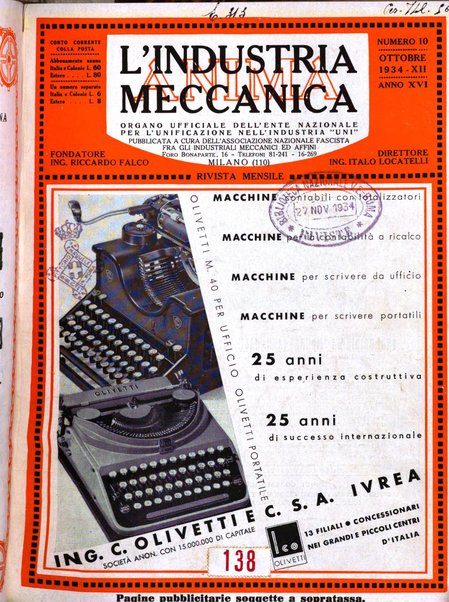 L'industria meccanica rivista quindicinale