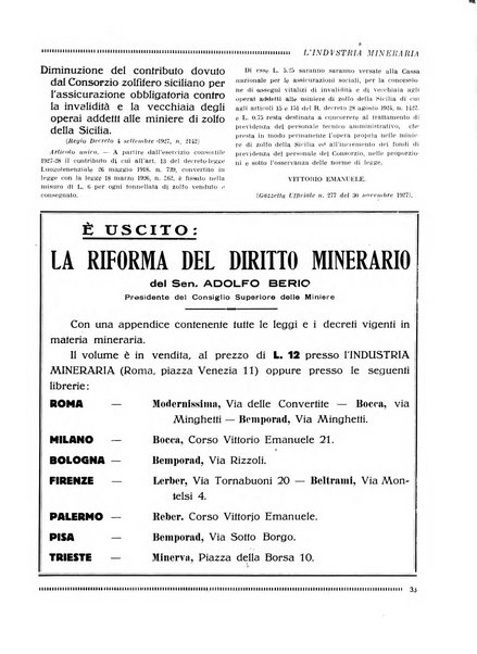 L'industria mineraria bollettino mensile della Federazione nazionale fascista dell'industria mineraria