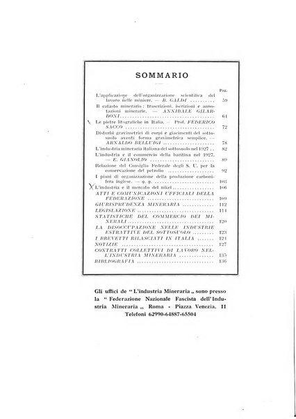 L'industria mineraria bollettino mensile della Federazione nazionale fascista dell'industria mineraria