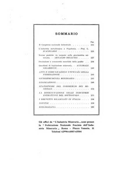 L'industria mineraria bollettino mensile della Federazione nazionale fascista dell'industria mineraria