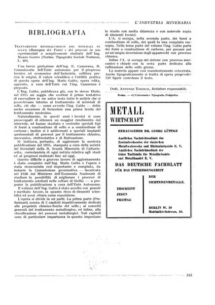 L'industria mineraria bollettino mensile della Federazione nazionale fascista dell'industria mineraria