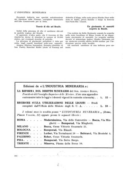 L'industria mineraria bollettino mensile della Federazione nazionale fascista dell'industria mineraria