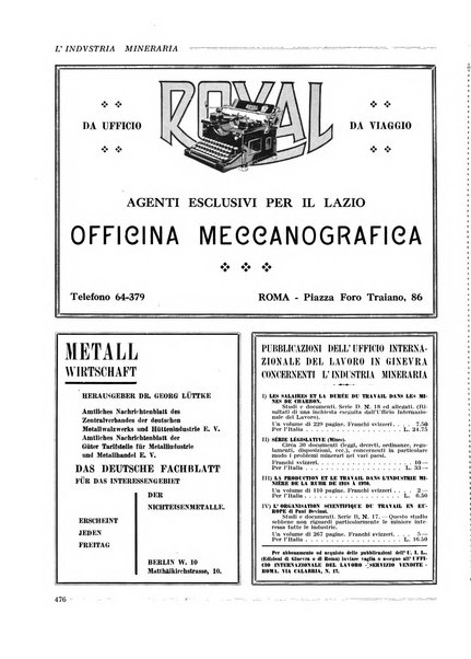 L'industria mineraria bollettino mensile della Federazione nazionale fascista dell'industria mineraria