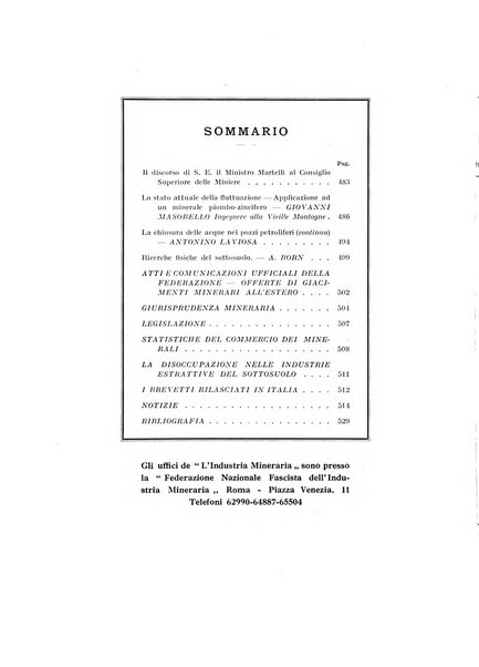 L'industria mineraria bollettino mensile della Federazione nazionale fascista dell'industria mineraria