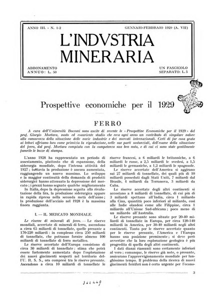 L'industria mineraria bollettino mensile della Federazione nazionale fascista dell'industria mineraria