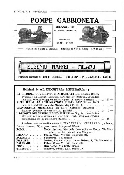 L'industria mineraria bollettino mensile della Federazione nazionale fascista dell'industria mineraria