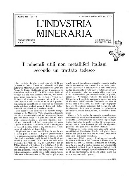 L'industria mineraria bollettino mensile della Federazione nazionale fascista dell'industria mineraria