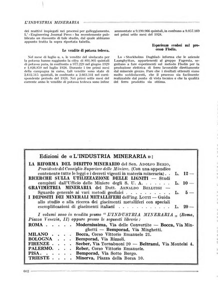 L'industria mineraria bollettino mensile della Federazione nazionale fascista dell'industria mineraria