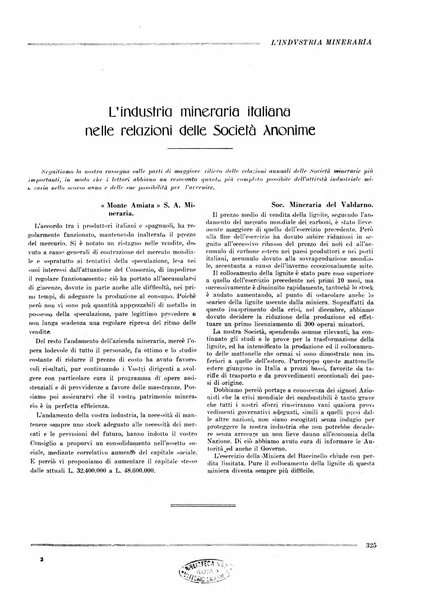 L'industria mineraria bollettino mensile della Federazione nazionale fascista dell'industria mineraria