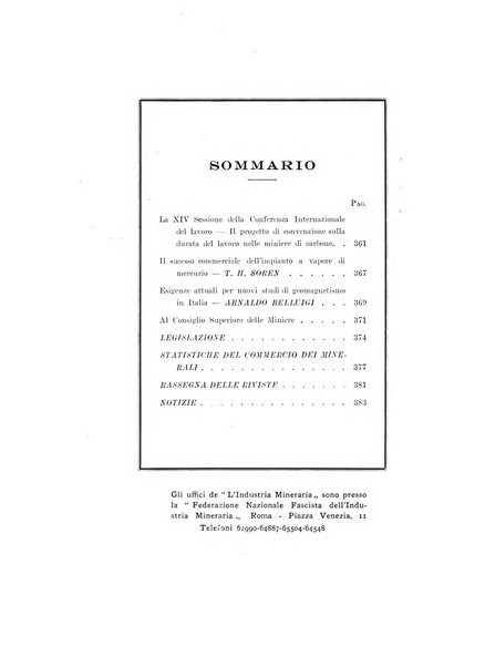 L'industria mineraria bollettino mensile della Federazione nazionale fascista dell'industria mineraria