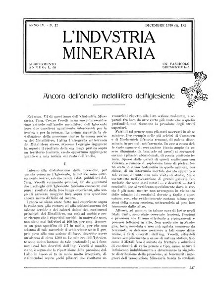 L'industria mineraria bollettino mensile della Federazione nazionale fascista dell'industria mineraria