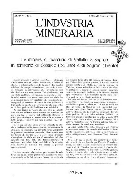 L'industria mineraria bollettino mensile della Federazione nazionale fascista dell'industria mineraria