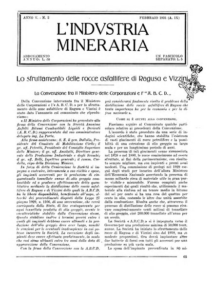 L'industria mineraria bollettino mensile della Federazione nazionale fascista dell'industria mineraria