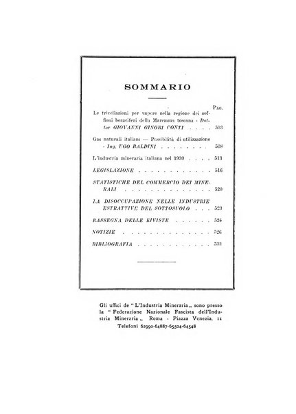 L'industria mineraria bollettino mensile della Federazione nazionale fascista dell'industria mineraria