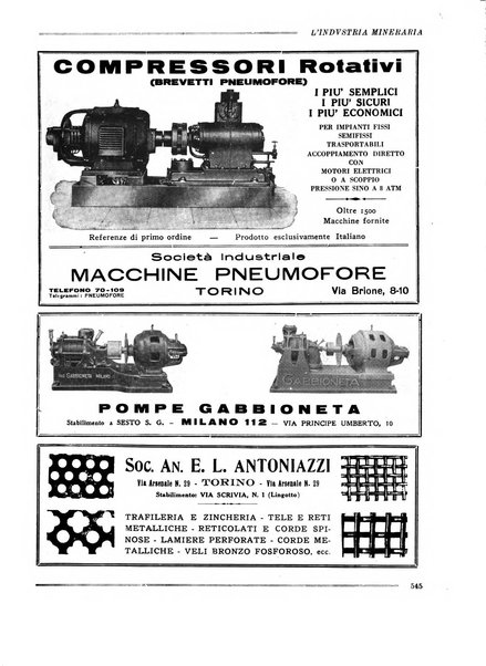 L'industria mineraria bollettino mensile della Federazione nazionale fascista dell'industria mineraria