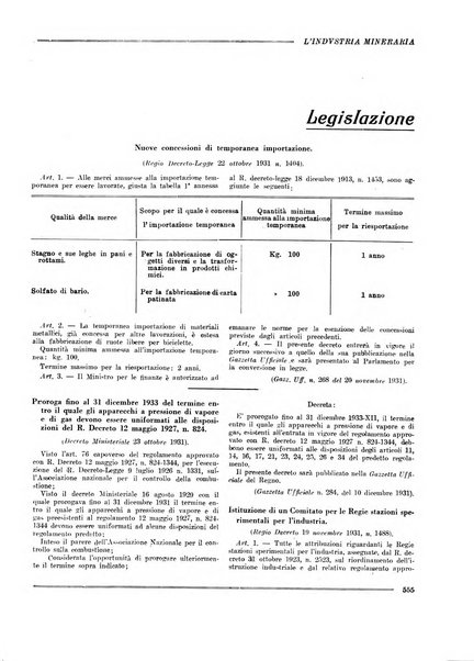 L'industria mineraria bollettino mensile della Federazione nazionale fascista dell'industria mineraria