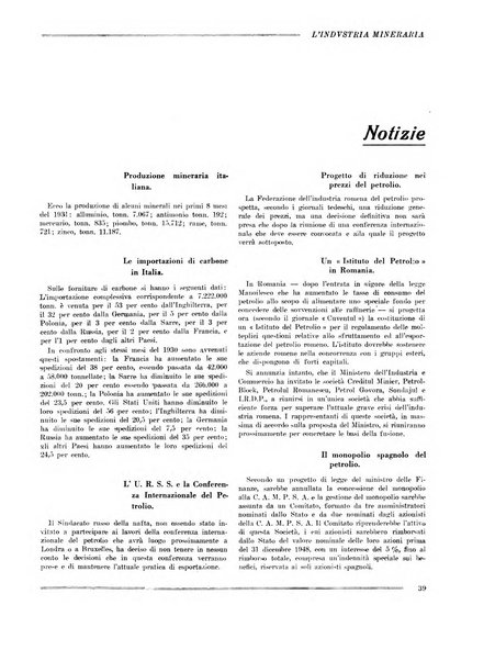 L'industria mineraria bollettino mensile della Federazione nazionale fascista dell'industria mineraria