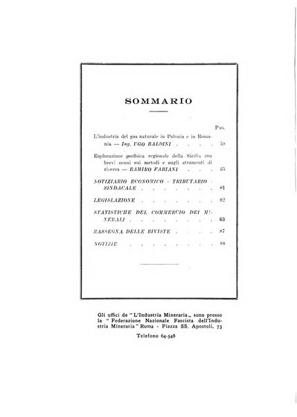 L'industria mineraria bollettino mensile della Federazione nazionale fascista dell'industria mineraria