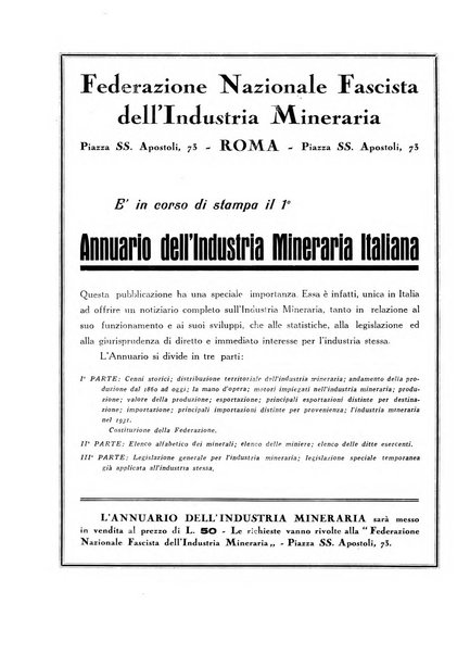 L'industria mineraria bollettino mensile della Federazione nazionale fascista dell'industria mineraria