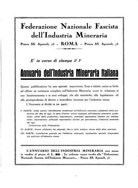 L'industria mineraria bollettino mensile della Federazione nazionale fascista dell'industria mineraria