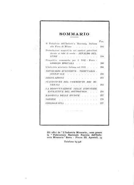 L'industria mineraria bollettino mensile della Federazione nazionale fascista dell'industria mineraria