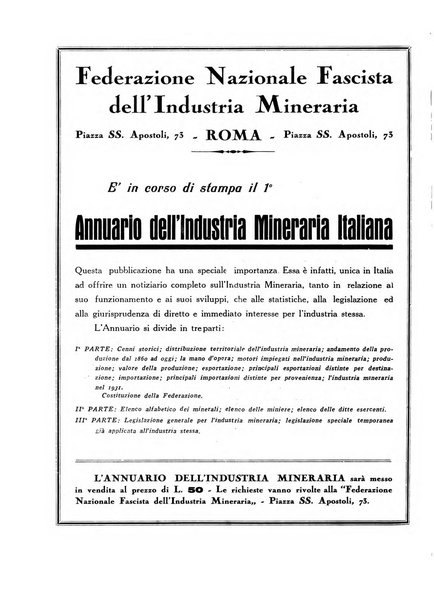 L'industria mineraria bollettino mensile della Federazione nazionale fascista dell'industria mineraria