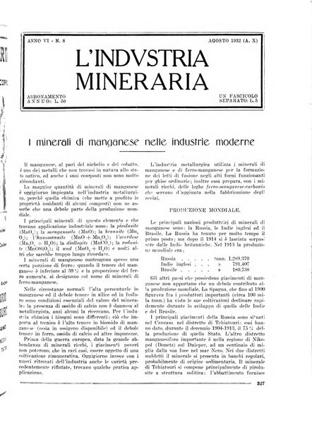 L'industria mineraria bollettino mensile della Federazione nazionale fascista dell'industria mineraria