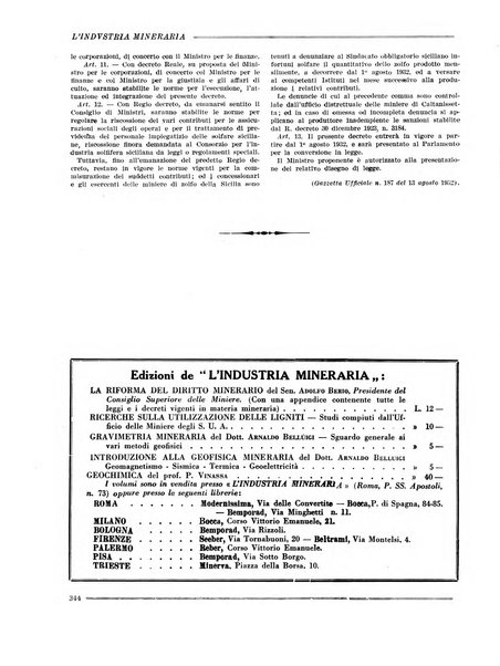 L'industria mineraria bollettino mensile della Federazione nazionale fascista dell'industria mineraria