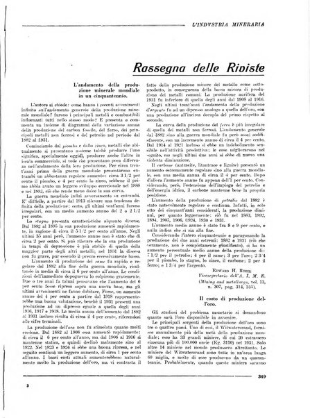 L'industria mineraria bollettino mensile della Federazione nazionale fascista dell'industria mineraria