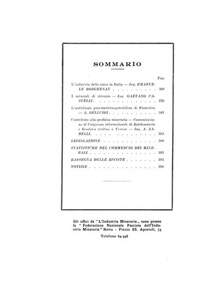 L'industria mineraria bollettino mensile della Federazione nazionale fascista dell'industria mineraria