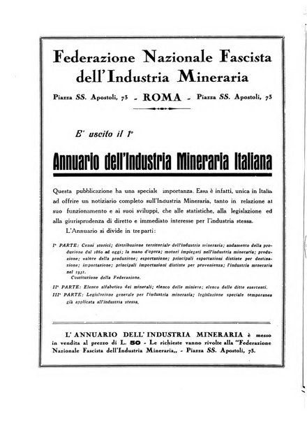 L'industria mineraria bollettino mensile della Federazione nazionale fascista dell'industria mineraria