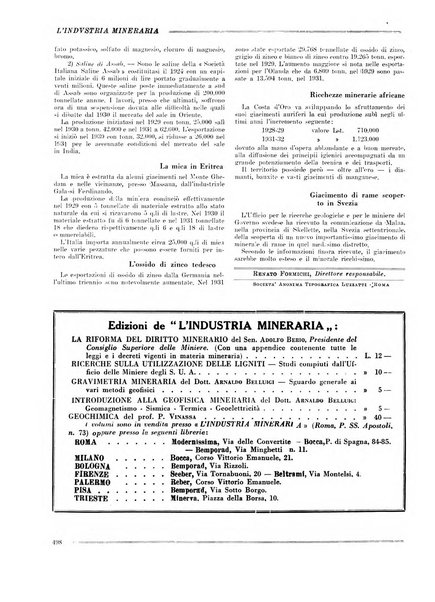 L'industria mineraria bollettino mensile della Federazione nazionale fascista dell'industria mineraria