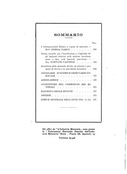 L'industria mineraria bollettino mensile della Federazione nazionale fascista dell'industria mineraria