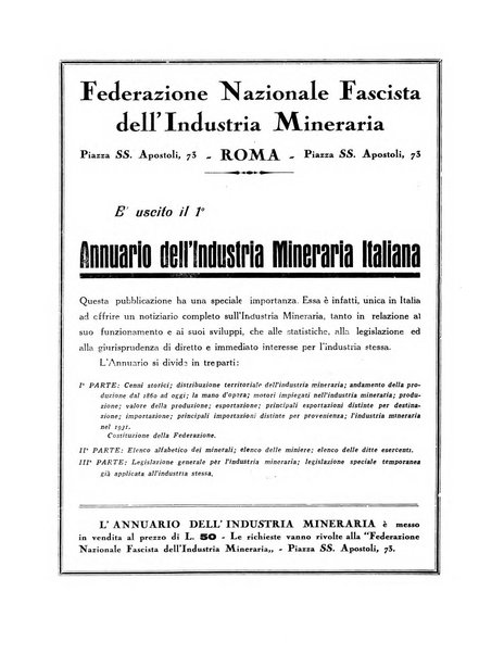 L'industria mineraria bollettino mensile della Federazione nazionale fascista dell'industria mineraria