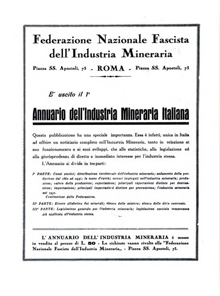 L'industria mineraria bollettino mensile della Federazione nazionale fascista dell'industria mineraria