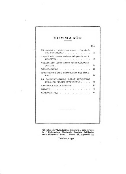 L'industria mineraria bollettino mensile della Federazione nazionale fascista dell'industria mineraria